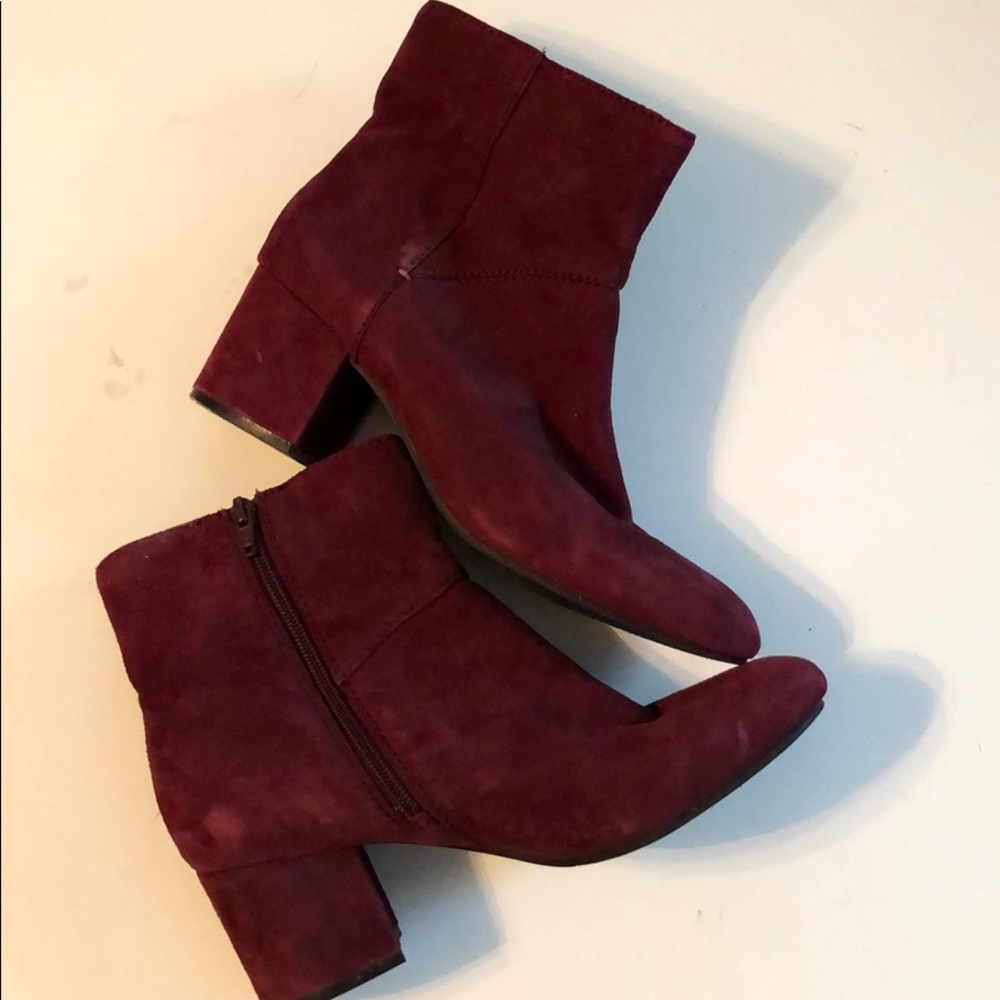 Maroon suede booties